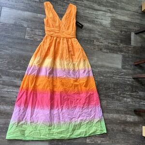 Taylor Maxi Dress Womens Xs V-Neck Sleeveless Ombre Pockets Multicolor Cruise